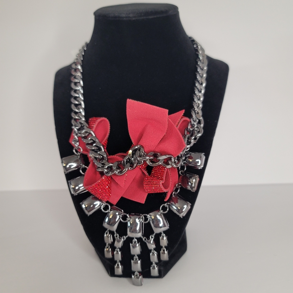 Betsey Johnson Valentine's Day Bows Holiday Jewel Ruby Red Necklace Jewelry❤️ - Picture 14 of 17